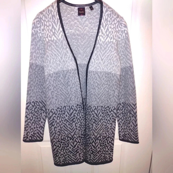 Rafaella women's Small black gray ombre animal print open front cardigan duster - Picture 1 of 6